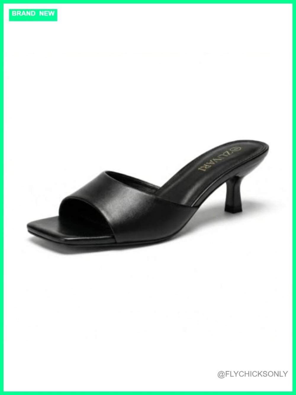 Women's Kitten Heel Sandals Square Open Toe Slip-On Mules Dressy Slides 2 Inch